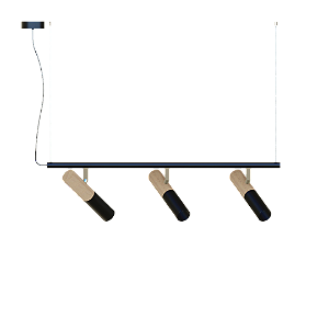 Pendente Dueluci Tub 764-3 Madeira C66cm x P20cm x A20cm 3 Spots Ø3,8cm x A19cm 3x GU10 Mini Dicroica LED Linha Design Contemporâneo