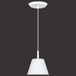 Pendente Dueluci Turim 419B Vidro Branco Fosco Ø7,5cm x Ø13,4cm x A14,5cm Tampa Jateada LED 9W 3000K 600Lm Bivolt Linha Design Moderno