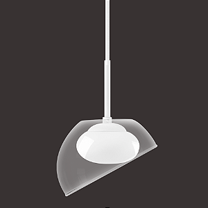 Pendente Dueluci Veneza 481 Alumínio Vidro Cristal e Branco Fosco Ø17cm x A20cm LED 5,6W 430Lm 2700K Linha Design Moderno