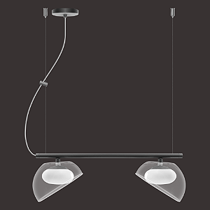 Pendente Dueluci Veneza 482-2 Alumínio Vidro Cristal e Branco Fosco C50cm x P17cm x A13cm LED 2x 5,6W 430Lm 2700K Linha Design Moderno