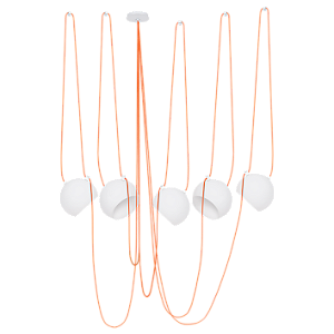 Pendente Dueluci Vetro M 412-5 Vidro Branco Fosco 5 Cúpulas Ø20cm x A15cm Soquetes E27 LED 4m Cabo PP Linha Design Moderno