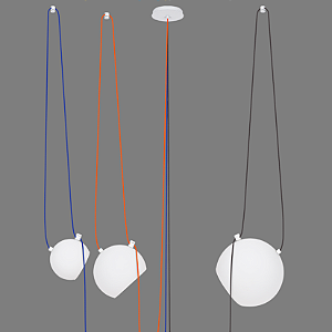 Pendente Dueluci Vetro Mult 414-3 Vidro Branco Fosco Ø15/20/25cm Soquetes E27 LED 4m Cabo PP Linha Design Moderno
