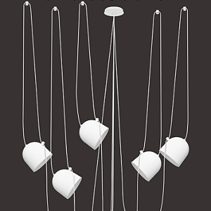 Pendente Dueluci Vetro Ônix 410-5 Vidro Branco Fosco 5 Cúpulas Ø18cm x A19cm Soquetes E27 LED Linha Design Moderno