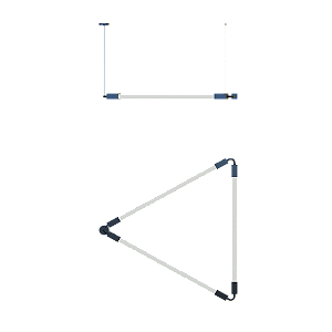 Pendente SLIM 2085Q Triangular em Alumínio com Centro 45° V e Ponteira Quadrada para 3 Tubos LED T8 de 60 cm ou 120 cm – Dueluci Iluminação