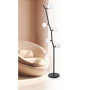 Coluna Abajur Old Artisan ABC-5882 – 5 G9 – C310 × L100 × A1480 mm – Acabamento Pintado / Escovado – Globo Branco ou Pera