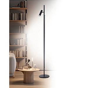 Coluna Abajur Old Artisan ABC-5958-a – 1 MR11 5W + Fita LED 10W/m (1200 mm) – Ø700 × A1700 mm – Acabamento Pintado / Escovado – Com Acrílico