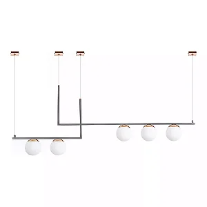 Pendente Old Artisan PD-5408 – 5 G9 – Globo Ø120 mm – C1300 × L150 × A570 mm – Acabamento