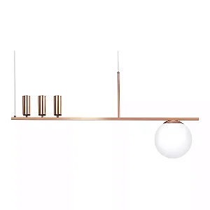 Pendente Old Artisan PD-5488 – 3 MR11 + 1 E27 – Globo Ø250 mm – C1200 × L250 × A580 mm – Acabamento