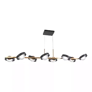 Pendente Old Artisan PD-5517 – 8 G9 – Globo Ø100 mm – C1200 × L290 × A240 mm – Acabamento