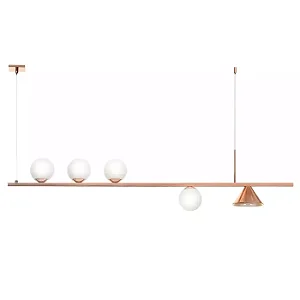 Pendente Old Artisan PD-5636 em Alumínio – 4 G9 / 1 MR11 – Globo Ø10 mm – C1200 × L140 × A240 mm – Acabamento