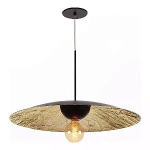 Pendente Old Artisan PD-5729 em Alumínio – 1 E27 – A350 × Ø600 mm – Acabamento Folha de Ouro