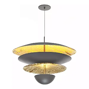 Pendente Interno Old Artisan PD-5732 em Alumínio – 3 × G9 / 4 × MR11 – A500 × Ø600 mm – Acabamento Folha de Ouro