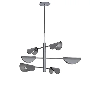 Pendente 6 Braços Cupula Moderna Old Artisan PD-5970 em Alumínio Pintado/Escovado – 6 Lâmpadas E27 – Ø700 x A680 mm