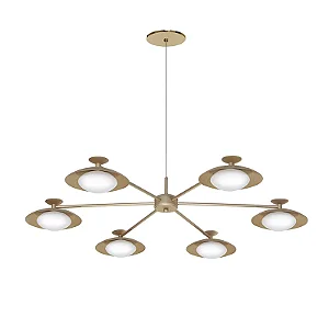 Pendente Old Artisan Globo Moderno 6 Braços PD-5982 em Alumínio Pintado/Escovado – 6 Lâmpadas LED 5,5W 2700K – Ø920 x A170 mm