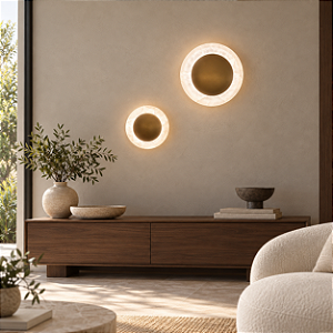 Arandela DNA Iluminação Kálida Ø10 ARA-001-ROCHA – LED 2W 3000K – Rocha Selenita – Pintura