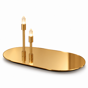 Bandeja DNA Iluminação B0106 Celebrar – 15×35 cm – 2 Cristais Quartzo – Para 2 Lâmpadas G9 – Sistema com Bateria