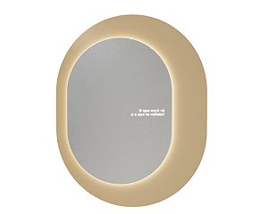 Espelho DNA Iluminação ES0103 Escritas – Oval 125×105 cm – Luz Indireta LED 60W 3000K – Moldura em Pintura e Inox
