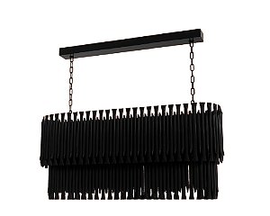 Lustre DNA Iluminação Arcana Oval – Eisen-120X40-2 – 120 × 40 × 50 cm – 2 Camadas em Tubo de Alumínio – LED COB 110W 3000K – Pendente 1 m – Dourado Fosco