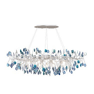 Lustre DNA Iluminação Branch Ágata Azul 80cm BRANCH-80-AZ – 8 Lâmpadas E14 – Pendente Tipo Galho
