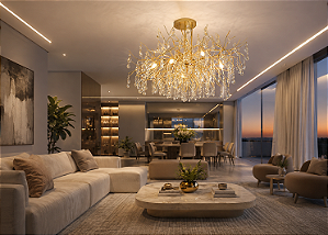 Lustre DNA Iluminação Branch Amêndoa 150×80cm BRANCH-150X80 – 10 Lâmpadas E14 – Retangular – Pendente Tipo Galho