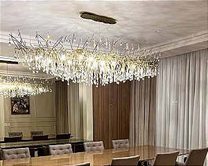 Lustre DNA Iluminação Branch Amêndoa 80cm BRANCH-80 – 8 Lâmpadas E14 – Pendente Tipo Galho