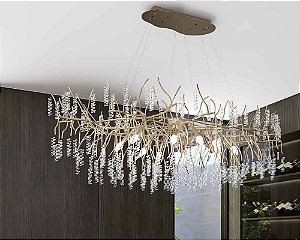 Lustre DNA Iluminação Branch Lavanda 100cm BRANCH-100-LAV – 10 Lâmpadas E14 – Castanhas – Pendente Tipo Galho