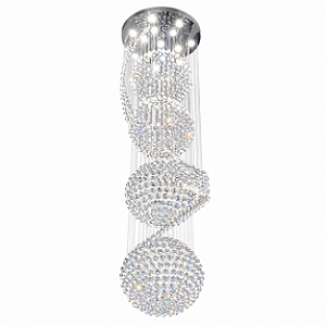 Lustre DNA Iluminação Cosmo COS-80-5ESF – Ø80 cm – 14× GU10 – 5 Esferas + Esp. Pirulito – 3,5 m Altura