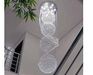 Lustre DNA Iluminação Cosmo COS-80-5ESF – Ø80 cm – 14× GU10 – 5 Esferas + Esp. Pirulito – 3,5 m Altura