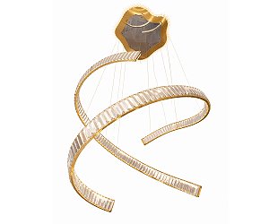 Lustre DNA Iluminação Duplo Bailarina STREAMER-600-2 – 90 × 250 cm – Duplo Espiral Aleatório – 3000K – 300W – Pendente 3,5 m