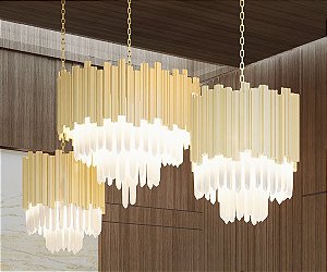 Lustre DNA Iluminação Felsen Crown 40cm ROC-FEL-CROWN40 – 5 Lâmpadas E14 – Rocha Selenita – Pintura ou Inox