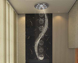 Lustre DNA Iluminação Halley CSC-600-7ESF – Ø60 cm – 12× GU10 – Cascata 3,0 m com 7 Esferas