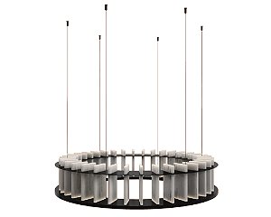 Lustre DNA Iluminação Halo L1002 – Redondo 80 × 20 cm – Placa de Rocha – LED 3000K 20W – Pendente 2 m