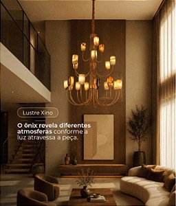 Lustre DNA Iluminação L0601 Xino – Ø80 × 100 cm – 21 Cúpulas Ônix – Para 21 Lâmpadas G9 – Corrente 2 m