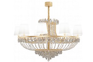 Lustre DNA Iluminação L0703 Cléa – Ø80 × 75 cm – Cristal Translúcido + Cúpula – Para 6 Lâmpadas E14 – Pendente 1 m