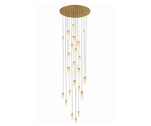 Lustre DNA Iluminação L1401 Placas – Redondo 90 cm × 3 m – 30 Pendurados em Placa de Rocha – LED 3000K 60W