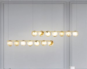 Lustre DNA Iluminação Linear Eclipse Ágata 100cm AC-DISCO-100CM – 7 Lâmpadas G9 – Ágata Cristal – Pintura