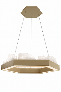 Lustre DNA Iluminação Lumina L0903 – Sextavado 60 cm – Rocha Orgânica – LED 3000K 56W – Pendente 2 m