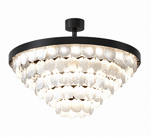 Lustre DNA Iluminação Redondo Eclipse 100cm ROCHA-RD100-DISCO – 5 Camadas – 20 Lâmpadas E14 – Rocha Selenita – Pintura