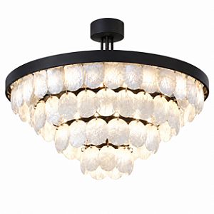 Lustre DNA Iluminação Redondo Eclipse 80cm ROCHA-RD80-DISCO – 4 Camadas – 16 Lâmpadas E14 – Rocha Selenita – Pintura