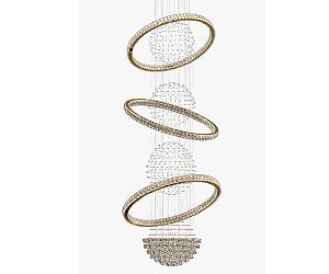 Lustre DNA Iluminação Space SPACE90-3ESF – Ø90 cm – 6× GU10 – 3 Alianças LED – 3 Esferas – 2,0 m Altura