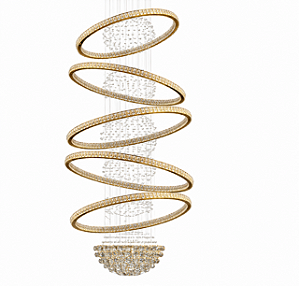 Lustre DNA Iluminação Space SPACE90-5ESF – Ø90 cm – 6× GU10 – 3 Alianças LED – 5 Esferas – 3,5 m Altura