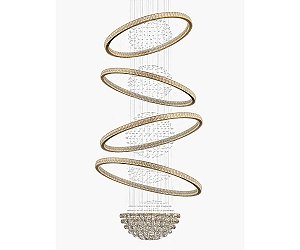 Lustre DNA Iluminação Space SPACE90-5ESF – Ø90 cm – 6× GU10 – 3 Alianças LED – 5 Esferas – 3,5 m Altura