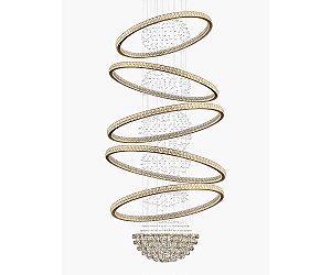 Lustre DNA Iluminação Space SPACE90-5ESF – Ø90 cm – 6× GU10 – 3 Alianças LED – 5 Esferas – 3,5 m Altura