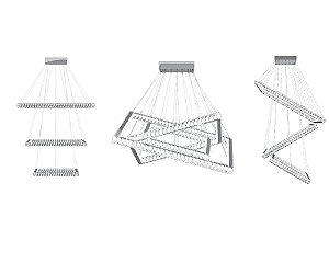 Pendente DNA Iluminação Aliança Quadrada 70/50/30cm ALQU-70-3 – 86W – 3000K – Três Alianças