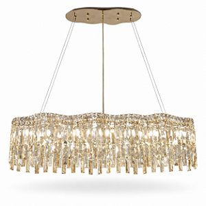 Pendente DNA Iluminação Antares ANT-100-MIX – 100 cm × 25 cm – Mix Cristais K9 e Rocha Selenita