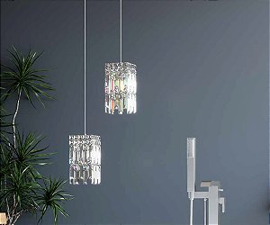 Pendente DNA Iluminação Frésia PPL-001 – Quad. 15 cm – 1× G9 – Placas 76×22 mm – 30 cm Altura