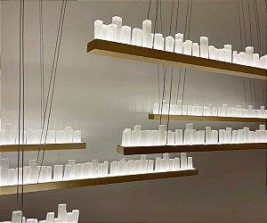 Pendente DNA Iluminação Horizon Slim Quartzo 40cm QTZO-PD-SL-LIN40 – LED 12W – Cristal – Pintura