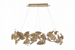 Pendente DNA Iluminação L0801 Adam – Folhas Oval 120 × 60 × 45 cm – Para 8 Lâmpadas E14 – Cabo 2 m