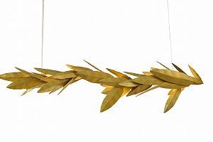 Pendente DNA Iluminação L0802 Eva – Folhas Linear 100 × 35 × 50 cm – Para 5 Lâmpadas G9 – Cabo 2 m