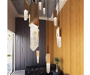 Pendente DNA Iluminação Perseidas Quartzo 90cm QTZO90-30PEND – 30 Pendurais – Mini GU10 – Pintura / Inox